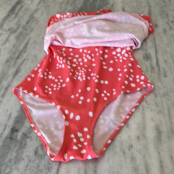 le weekend BY Virginia Johnson Woman’s S Coral & White Polka Dot Swim Dress - Picture 11 of 12